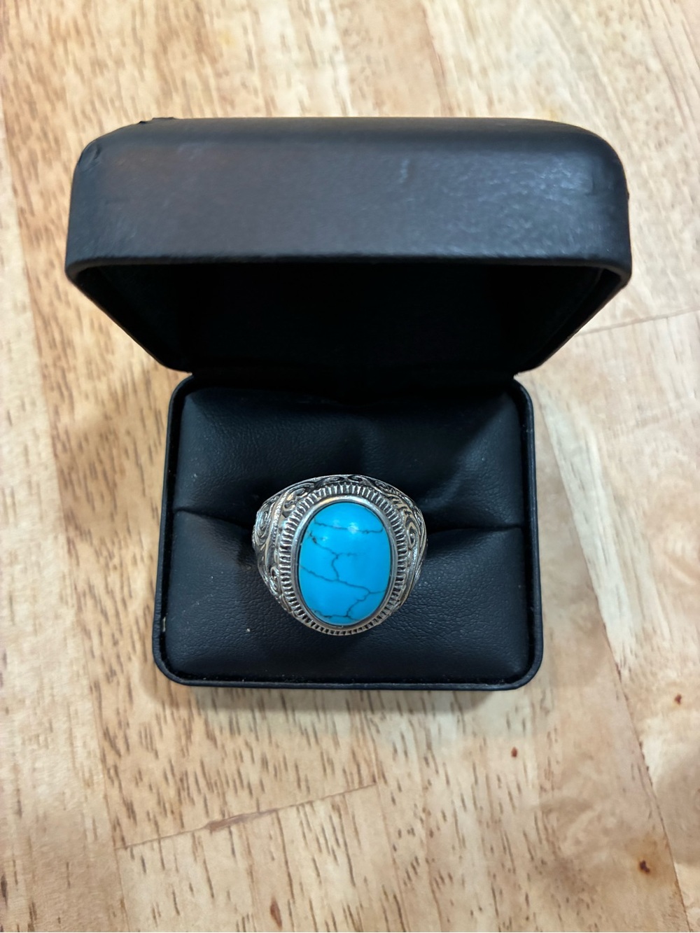 Vintage Navajo Style Silver Tested Turquoise Ring 12.5 Mens Harley Davidson Rare